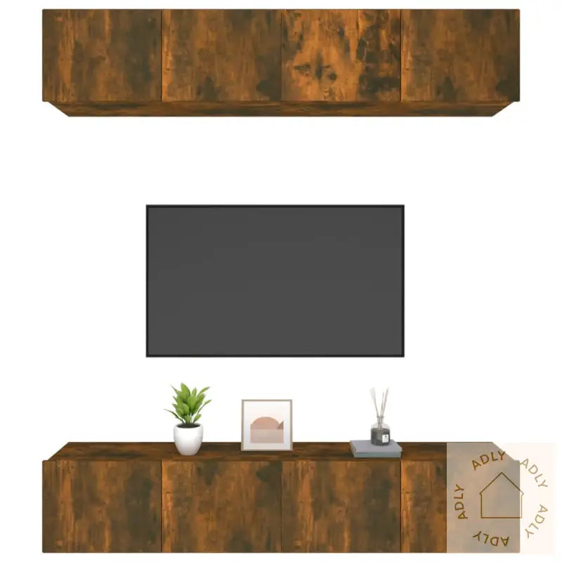 Tv-Benker 4 Stk Røkt Eik 80X30X30 Cm Konstruert Tre