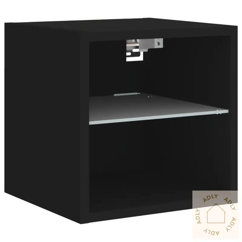 Vegghengt Tv-Benk Med Led Svart 30X28,5X30 Cm