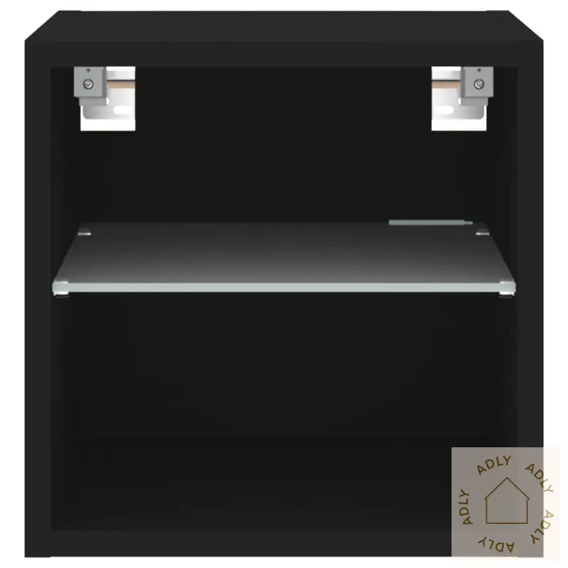 Vegghengt Tv-Benk Med Led Svart 30X28,5X30 Cm