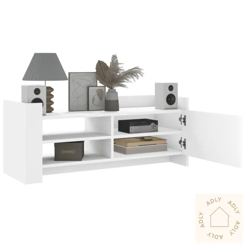 Tv-Benk Hvit 100X35X40 Cm Konstruert Tre