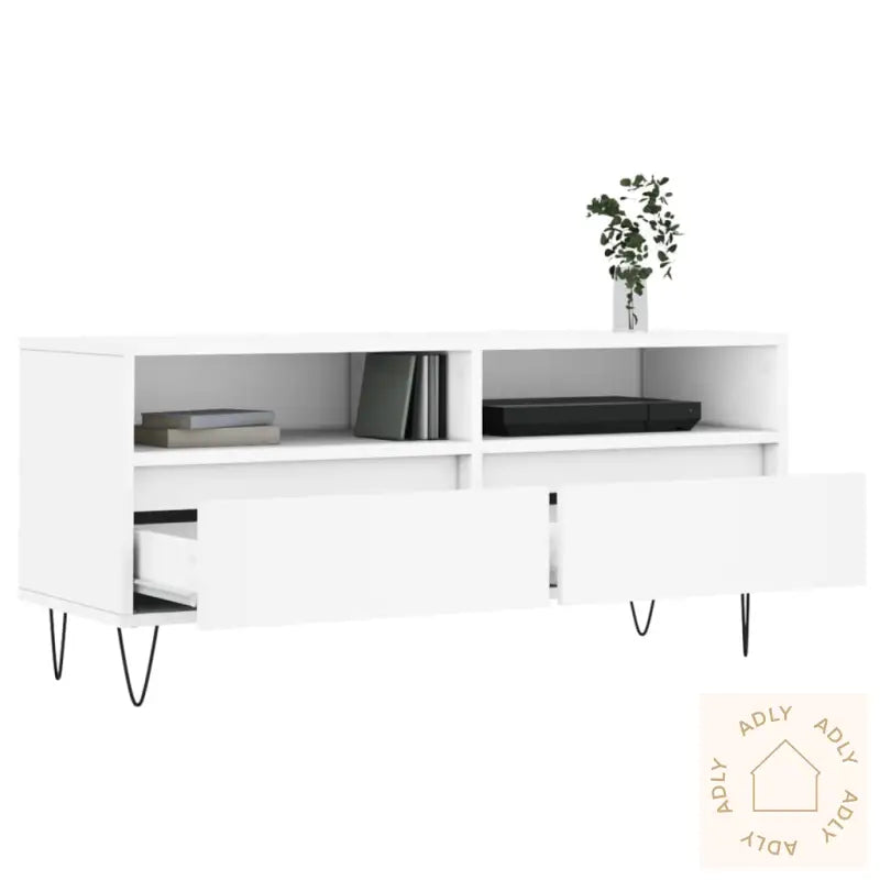 Tv-Benk Hvit 100X34,5X44,5 Cm Konstruert Tre