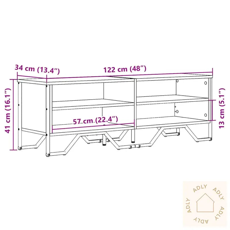 Tv-Benk Røkt Eik 122X34X41 Cm Konstruert Tre