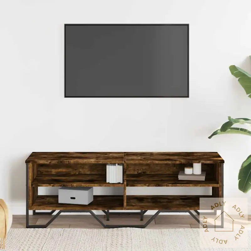 Tv-Benk Røkt Eik 122X34X41 Cm Konstruert Tre