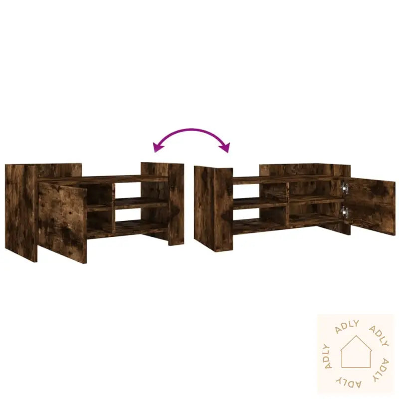 Tv-Benk Røkt Eik 80X35X40 Cm Konstruert Tre
