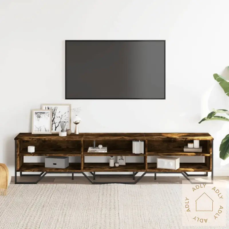 Tv-Benk Røkt Eik 180X34X41 Cm Konstruert Tre