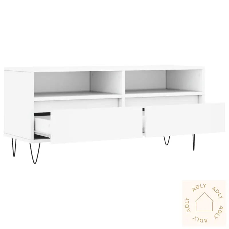 Tv-Benk Hvit 100X34,5X44,5 Cm Konstruert Tre