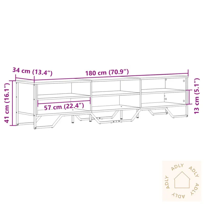 Tv-Benk Røkt Eik 180X34X41 Cm Konstruert Tre