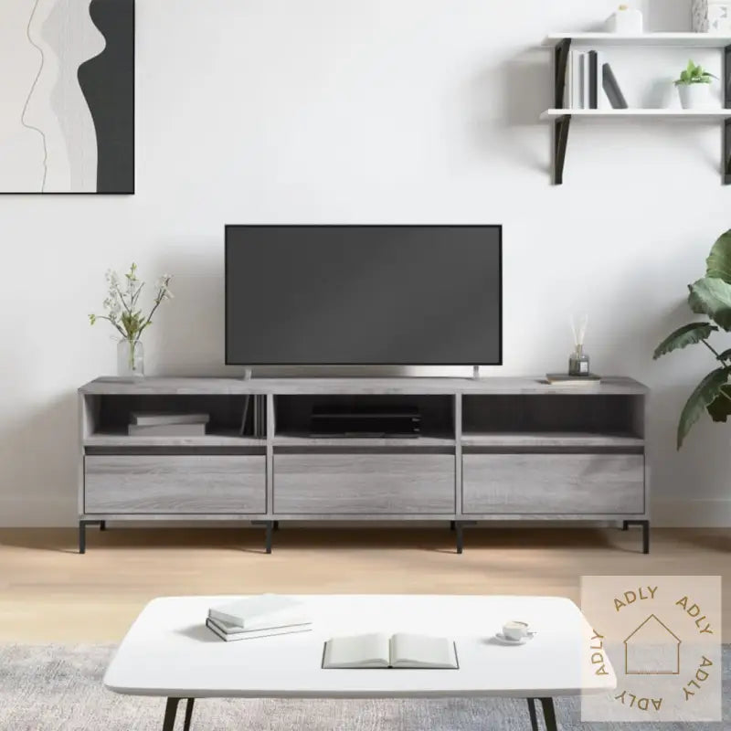 Tv-Benk Grå Sonoma 150X30X44,5 Cm Konstruert Tre