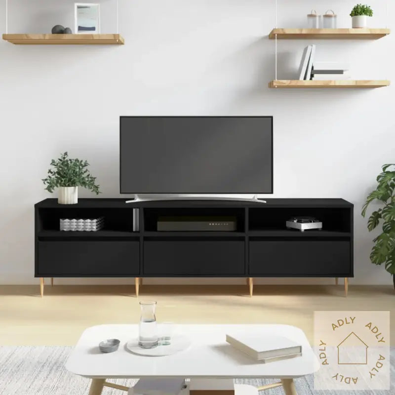 Tv-Benk Svart 150X30X44,5 Cm Konstruert Tre