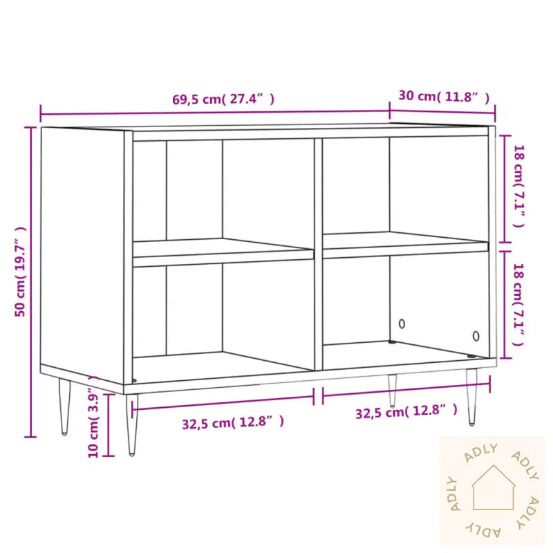Tv-Benk Grå Sonoma 69,5X30X50 Cm Konstruert Tre