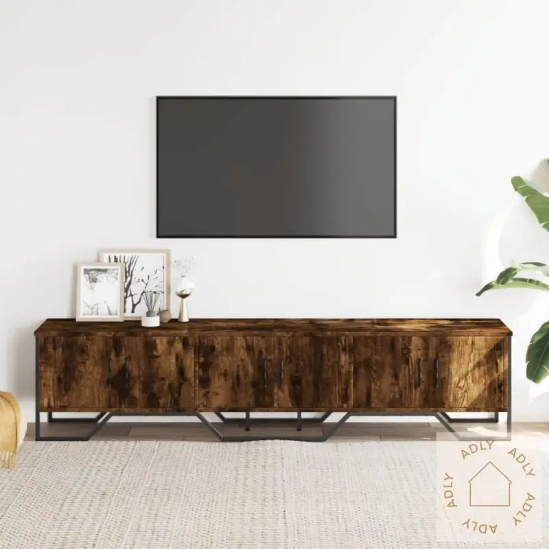 Tv-Benk Røkt Eik 180X34X41 Cm Konstruert Tre
