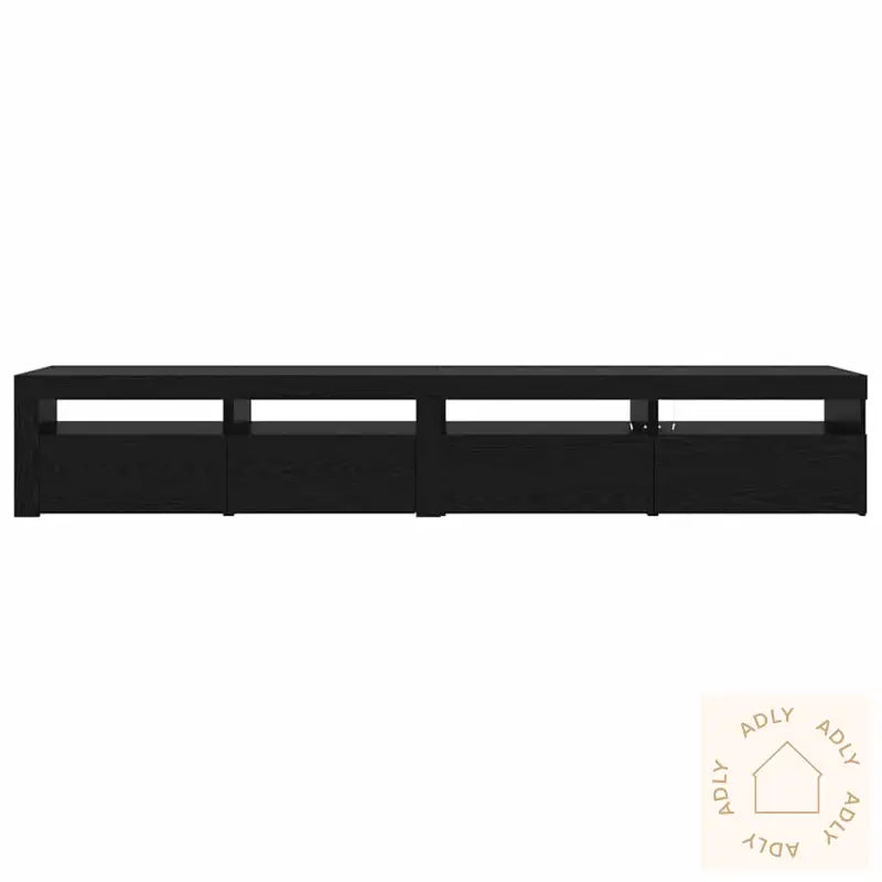 3-Delt Tv-Skapsett Med Led-Lamper I Svart Eik Kunstig Tre