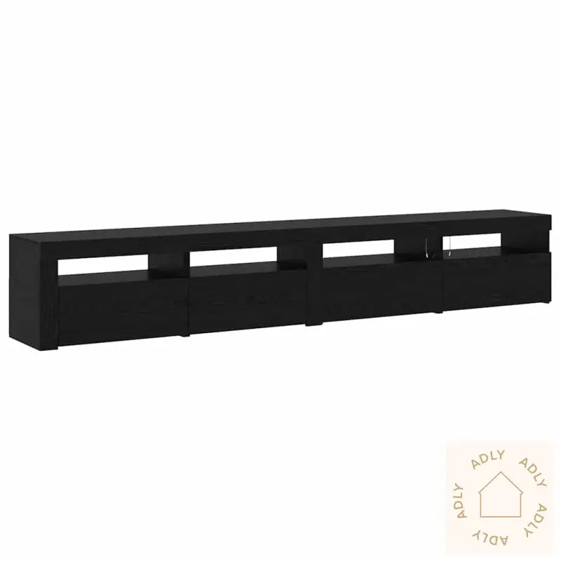 3-Delt Tv-Skapsett Med Led-Lamper I Svart Eik Kunstig Tre