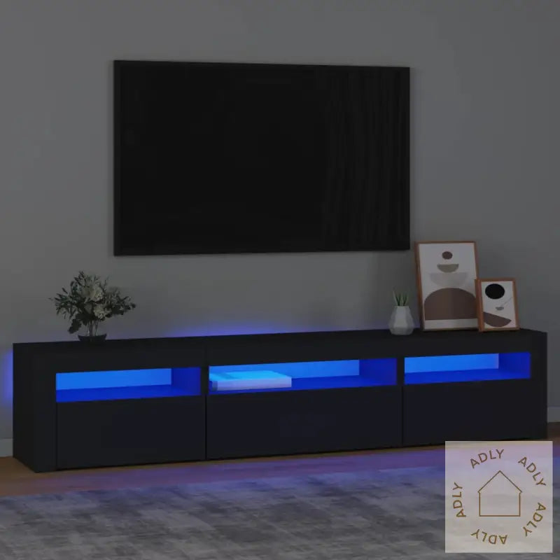 Tv-Benk Med Led-Lys Svart 195X35X40 Cm