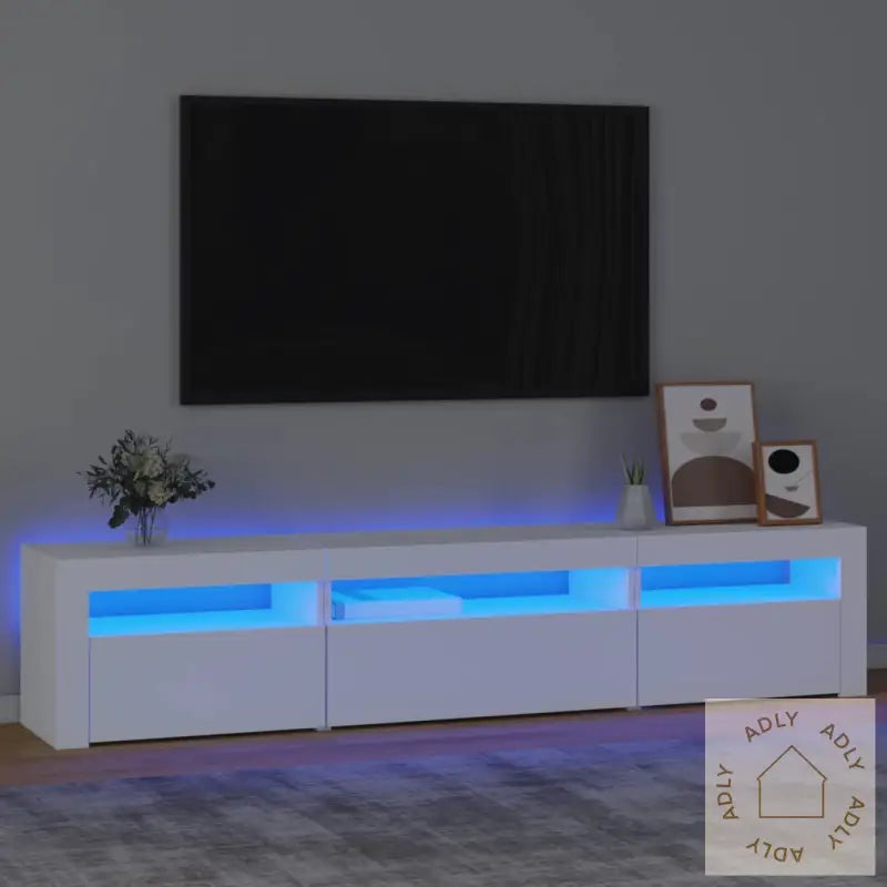 Tv-Benk Med Led-Lys Hvit 195X35X40 Cm