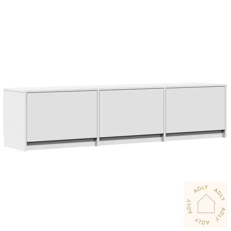 Tv-Benk Med Led Hvit 165X34X40 Cm Konstruert Tre