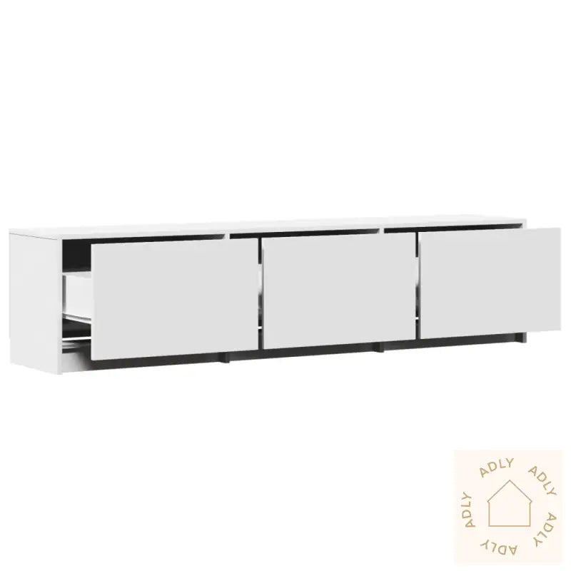 Tv-Benk Med Led Hvit 165X34X40 Cm Konstruert Tre