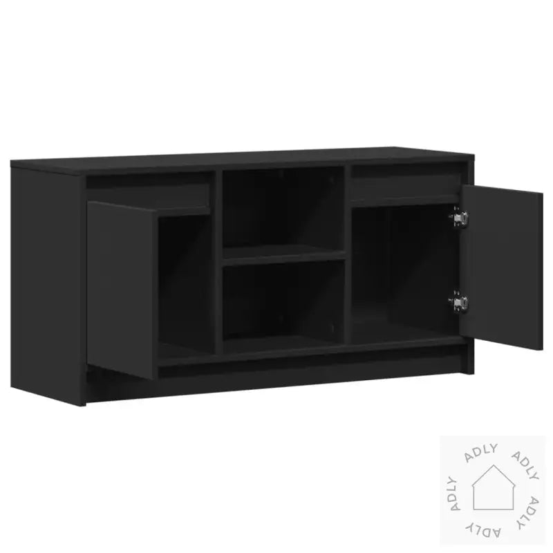 Tv-Benk Med Led Svart 100X34X50 Cm Konstruert Tre