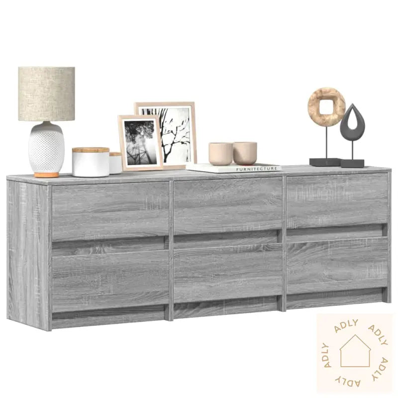 Tv-Benk Med Led Grå Sonoma 140X34X50 Cm Konstruert Tre