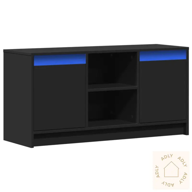 Tv-Benk Med Led Svart 100X34X50 Cm Konstruert Tre