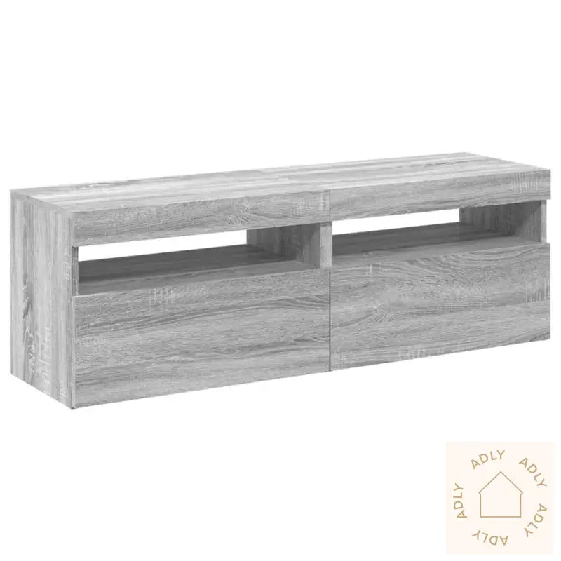 Tv-Benker 2 Stk Med Led-Lys Grå Sonoma 60X35X40 Cm