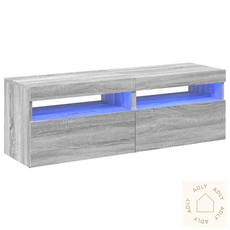Tv-Benker 2 Stk Med Led-Lys Grå Sonoma 60X35X40 Cm