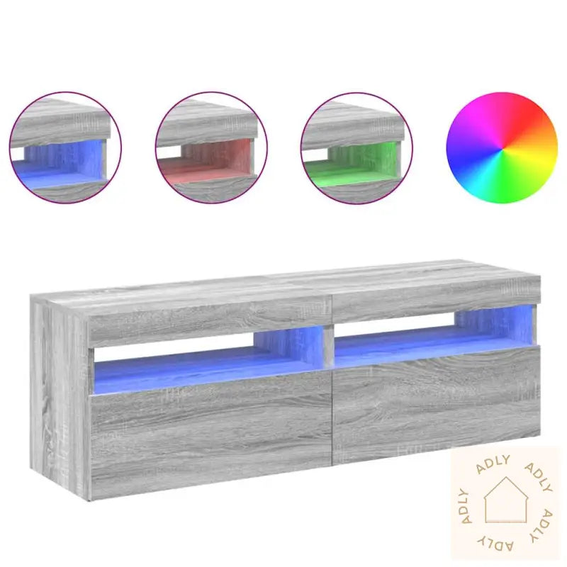Tv-Benker 2 Stk Med Led-Lys Grå Sonoma 60X35X40 Cm