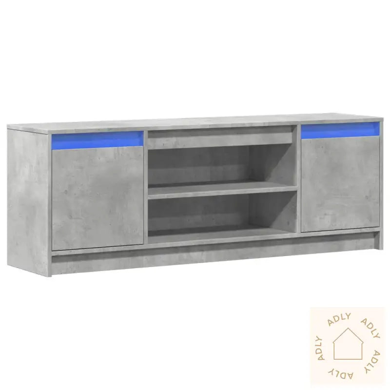 Tv-Benk Med Led Betonggrå 139,5X34X50 Cm Konstruert Tre