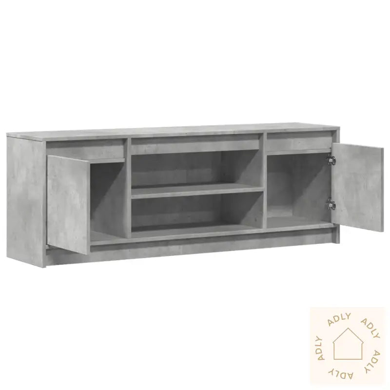 Tv-Benk Med Led Betonggrå 139,5X34X50 Cm Konstruert Tre