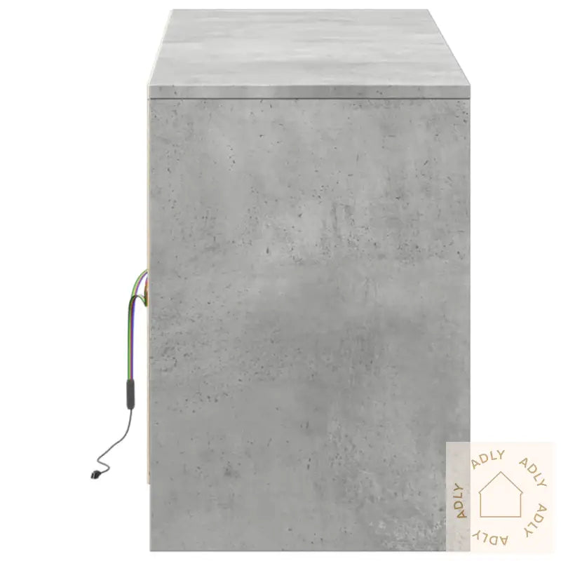 Tv-Benk Med Led Betonggrå 139,5X34X50 Cm Konstruert Tre