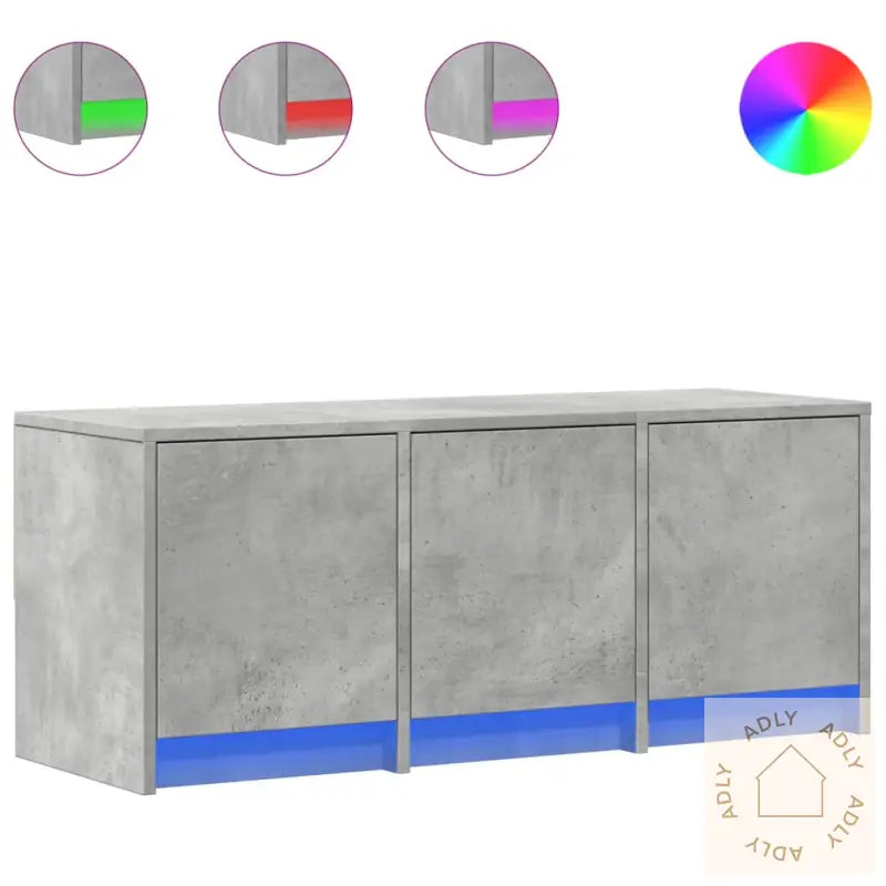 Tv-Benk Med Led Betonggrå 97X34X40 Cm Konstruert Tre