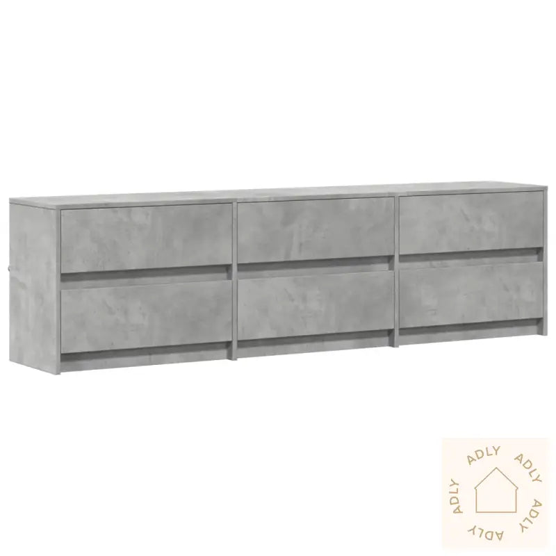 Tv-Benk Med Led Betonggrå 180X34X50 Cm Konstruert Tre