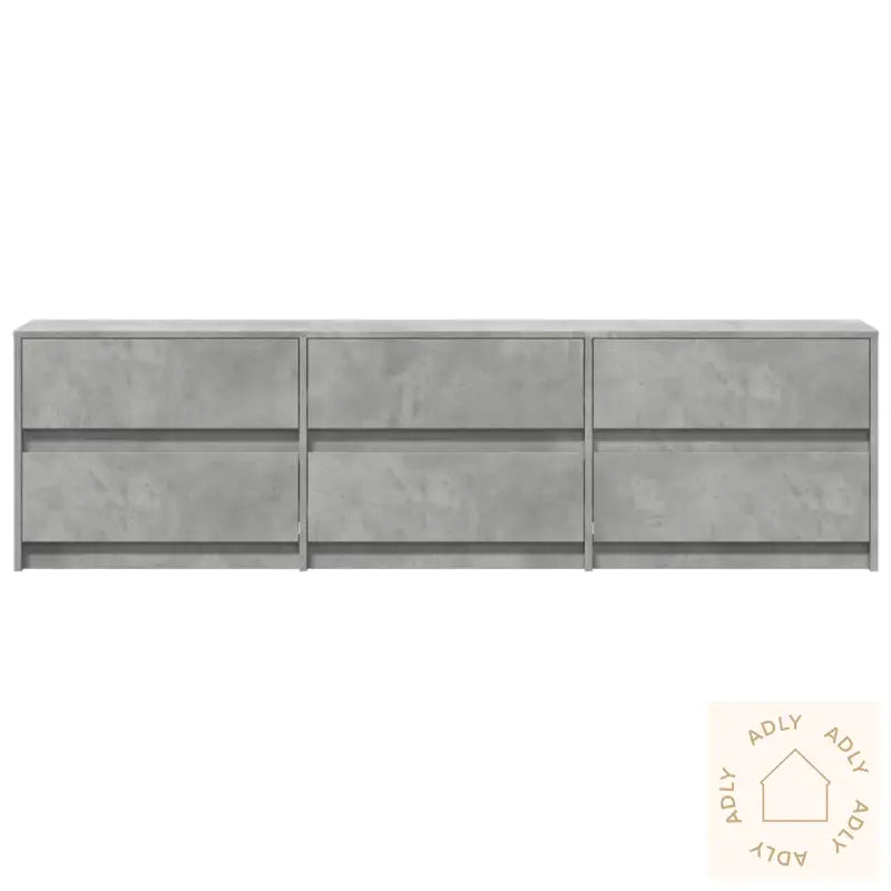 Tv-Benk Med Led Betonggrå 180X34X50 Cm Konstruert Tre