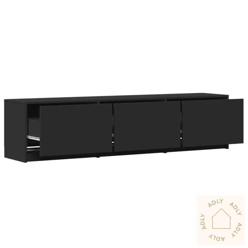 Tv-Benk Med Led Svart 165X34X40 Cm Konstruert Tre