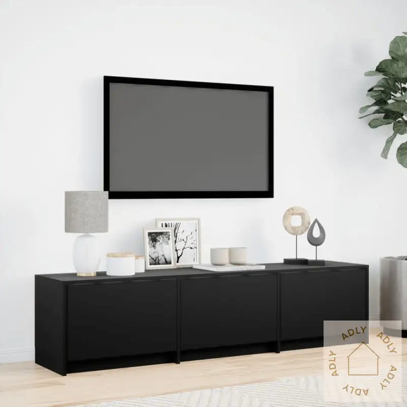 Tv-Benk Med Led Svart 165X34X40 Cm Konstruert Tre