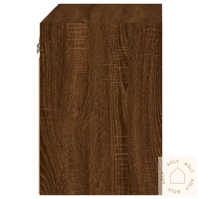 Veggmontert Nattbord Med Led-Lys Brun Eik