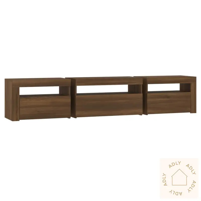 Tv-Benk Med Led-Lys Brun Eik 195 X 35 X 40 Cm