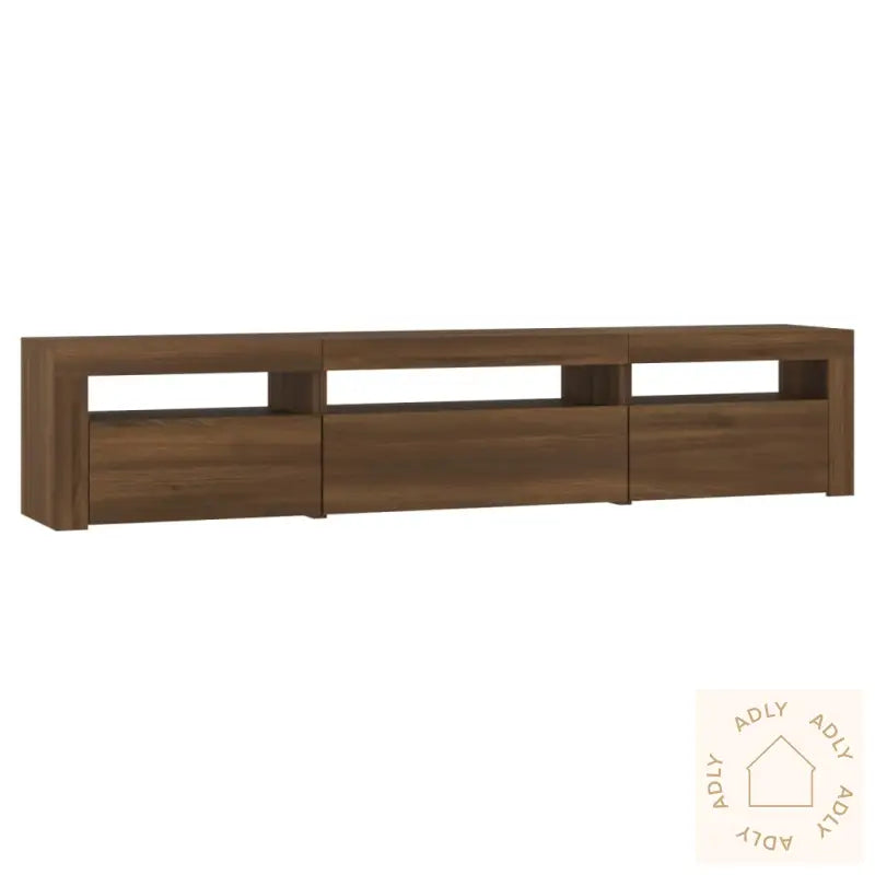 Tv-Benk Med Led-Lys Brun Eik 195 X 35 X 40 Cm