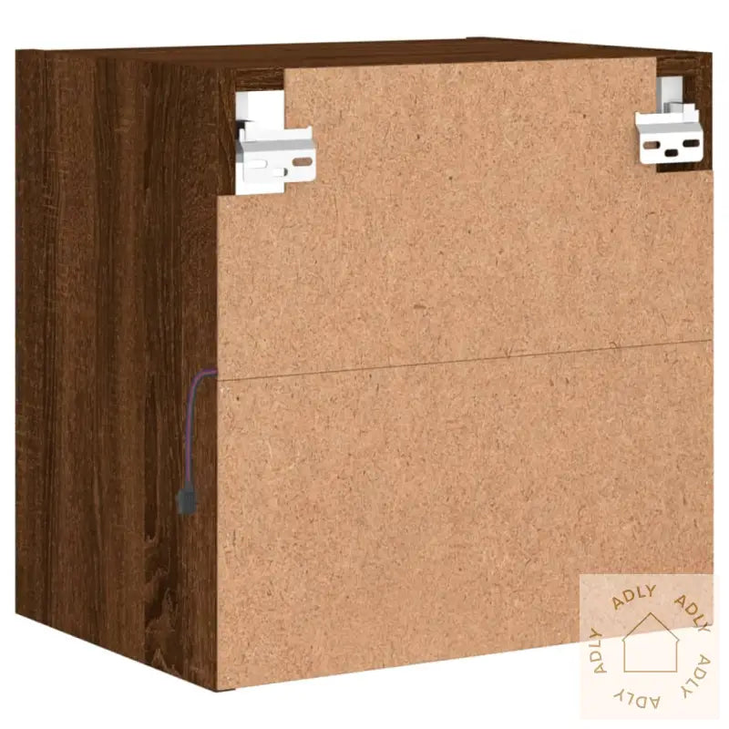 Veggmontert Nattbord Med Led-Lys Brun Eik