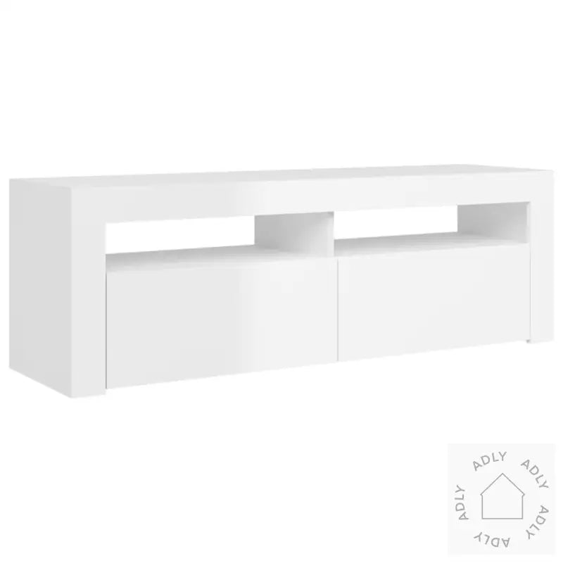 Tv-Benk Med Led-Lys Høyglans Hvit 120X35X40 Cm