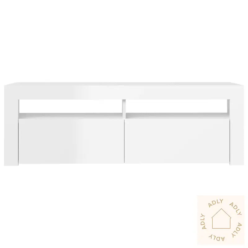 Tv-Benk Med Led-Lys Høyglans Hvit 120X35X40 Cm