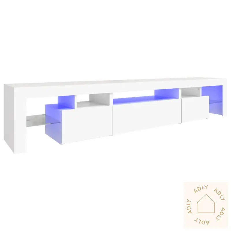 Tv-Benk Med Led-Lys Hvit 215X36,5X40 Cm
