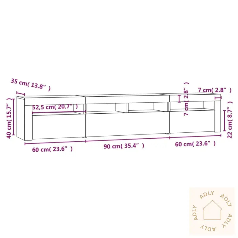 Tv-Benk Med Led-Lys Sonoma Eik 210X35X40 Cm