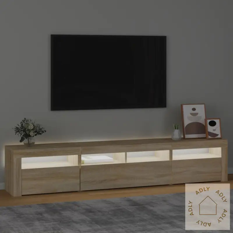 Tv-Benk Med Led-Lys Sonoma Eik 210X35X40 Cm