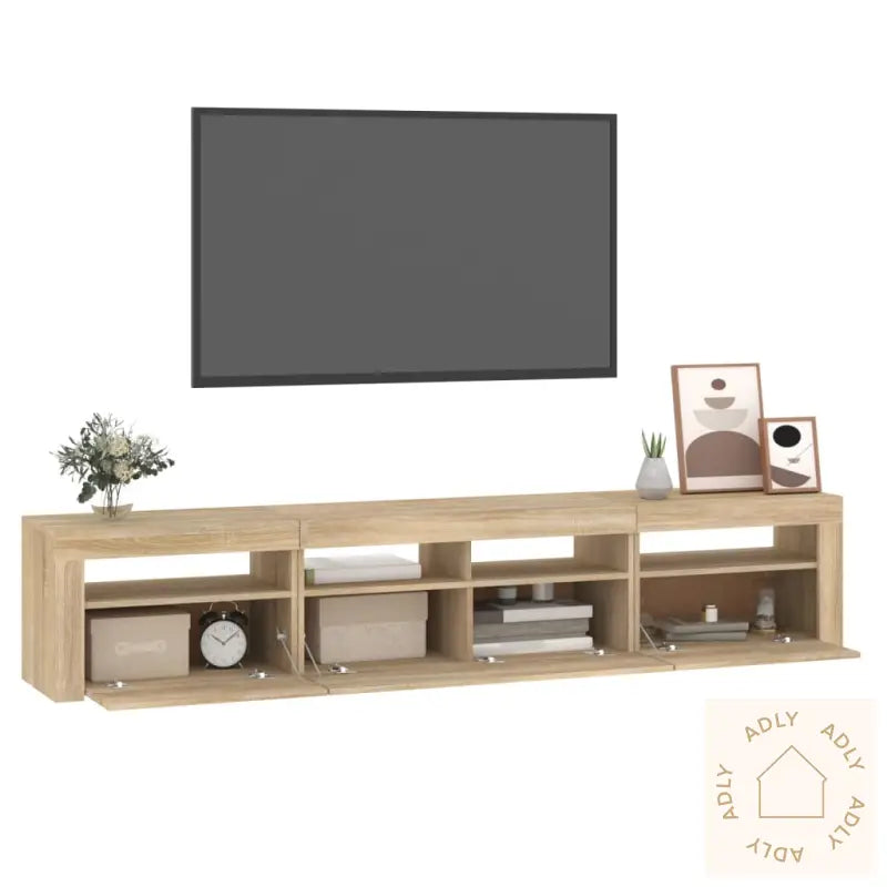 Tv-Benk Med Led-Lys Sonoma Eik 210X35X40 Cm