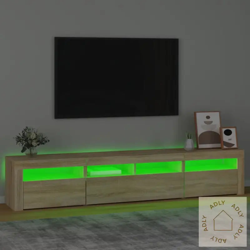Tv-Benk Med Led-Lys Sonoma Eik 210X35X40 Cm