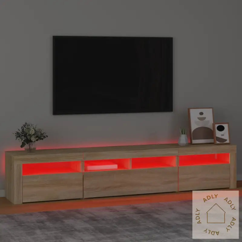Tv-Benk Med Led-Lys Sonoma Eik 210X35X40 Cm