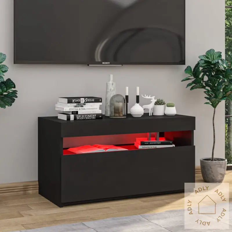 Tv-Benk Med Led-Lys Svart 75X35X40 Cm
