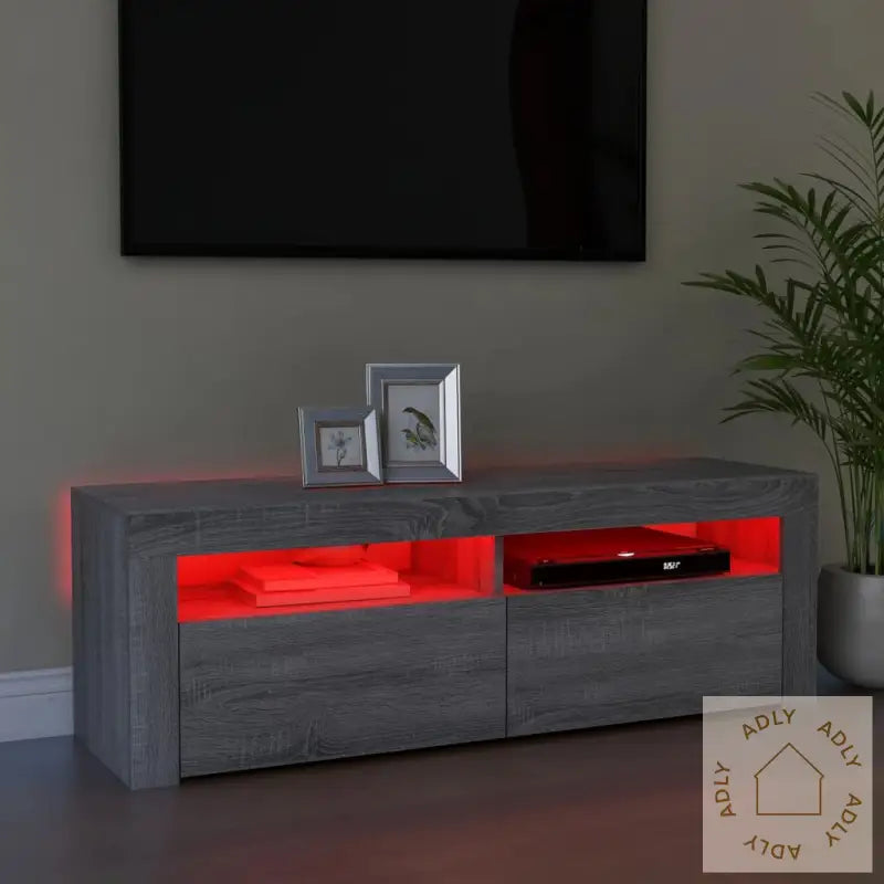 Tv-Benk Med Led-Lys Grå Sonoma 120X35X40 Cm