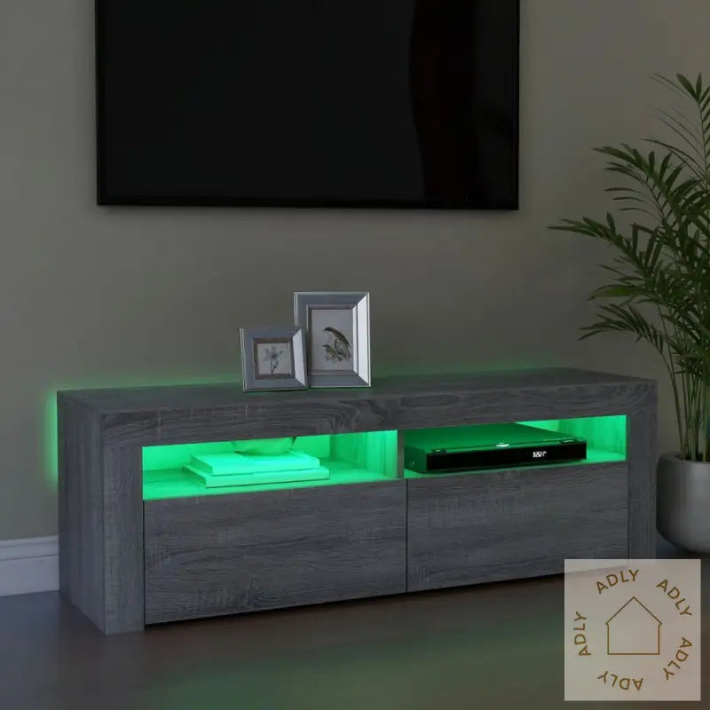 Tv-Benk Med Led-Lys Grå Sonoma 120X35X40 Cm